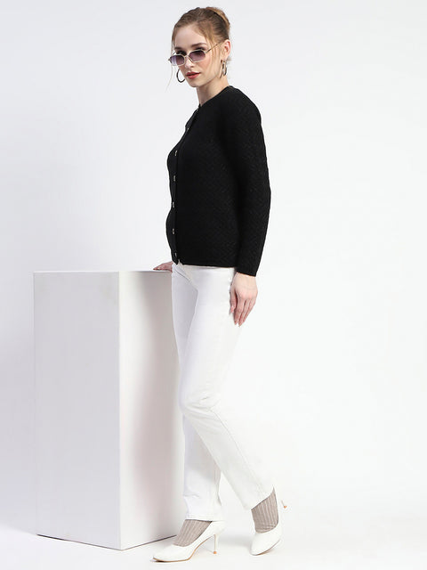 Madame Black Cable Knit Button Down Cardigan