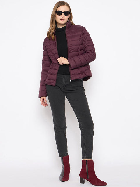 Madame Quilted Wine Puffer Jacket