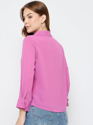 Madame Solid Fucshia Pink Shirt