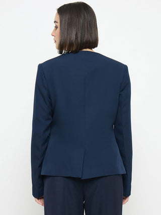 Madame Blue Round Neck Blazer