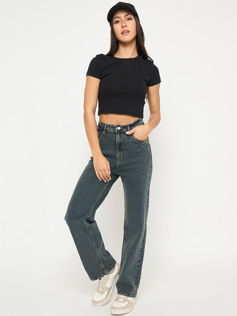 Madame Acid Wash Tinted Yellow Cotton Blend Jeans