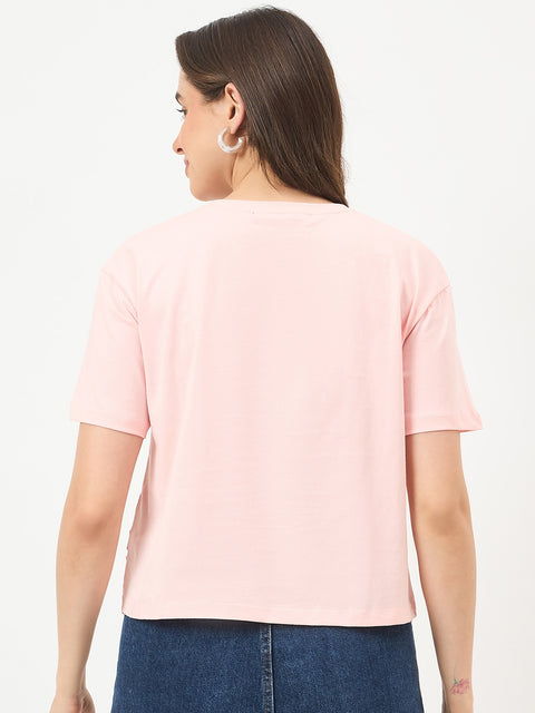 Madame Powder Pink Cotton Half-Sleeve Top