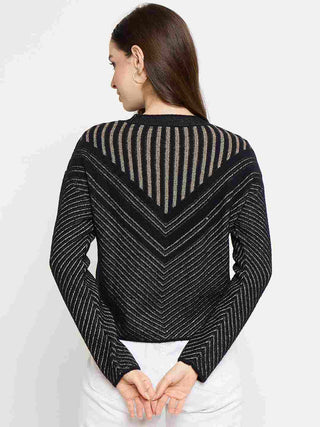 Madame Self Design Black Sweater