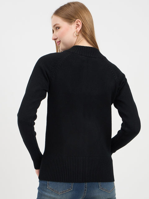 Madame Crew Neck Black Knit Sweater