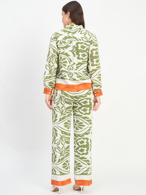 Madame Green Printed Rayon Blend Co-ord Set