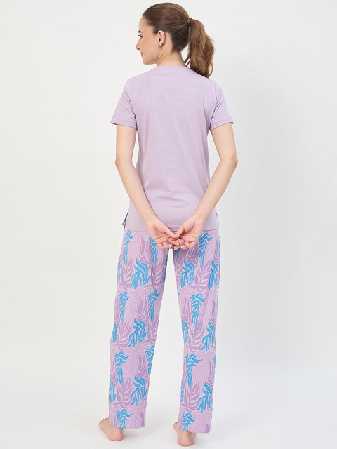 mSECRET Mauve Printed Cotton Night Suit