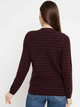 Madame Self Design Coffee Brown Cardigan