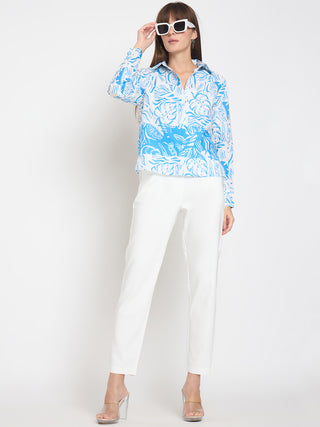 Madame Alex Waist Belt Detail Solid White Trousers