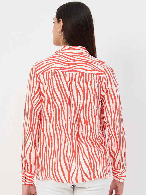 Madame Red Printed Rayon Shirt