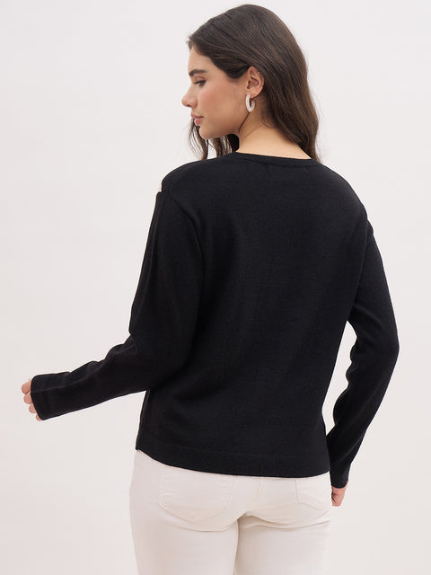 Madame Colourblock Black Knit Top