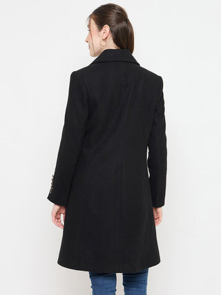 Madame Notch Lapel Neckline Long Coat with Buttons
