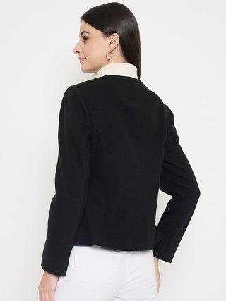 Madame Round Neck Black Short Coat