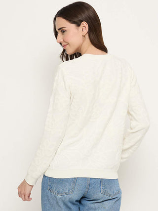 Madame Embossed White Sweater