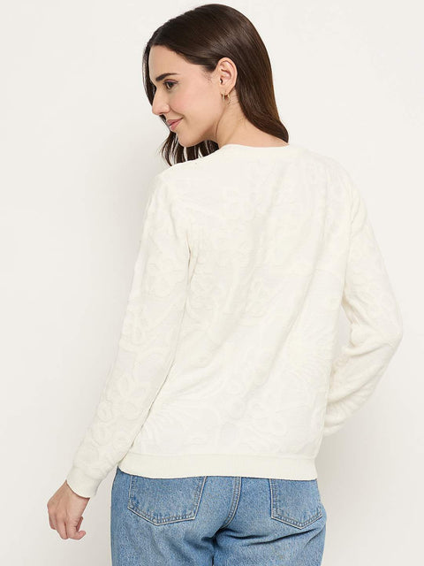 Madame Embossed White Sweater
