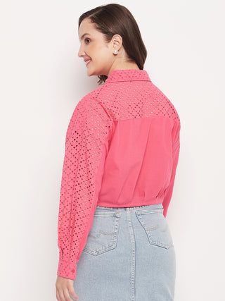 Madame Pink Schiffli Crop Shirt