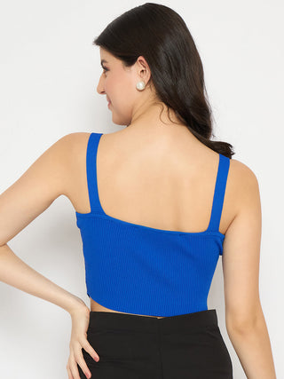 Madame Strap Neckline Royal Blue Knit Top