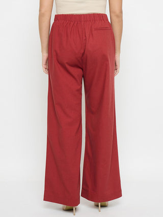 Madame Rosewood Red Wide Leg Trousers