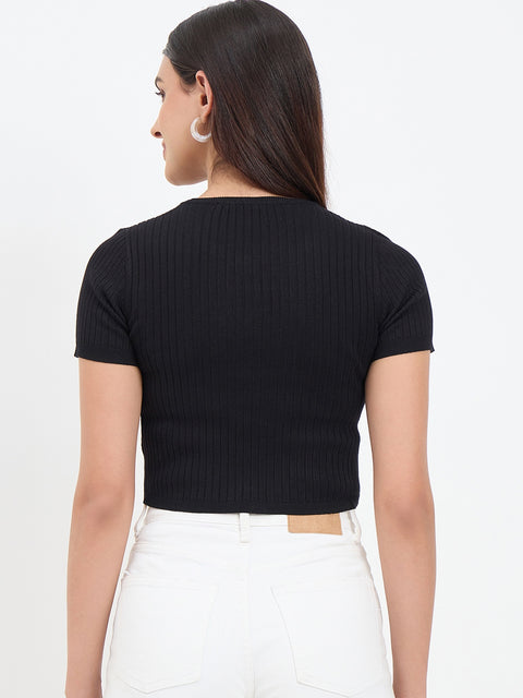 Madame Black Knitted Crop Top