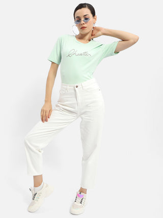 Madame Typography Mint Crew Neck T-Shirt