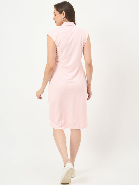 Madame Pink Rayon-Blend Knit Bodycon Dress