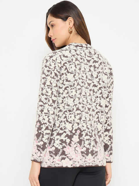 Madame Animal Print Brown Cardigan