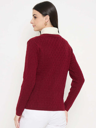Madame Cable Knit Maroon Cardigan
