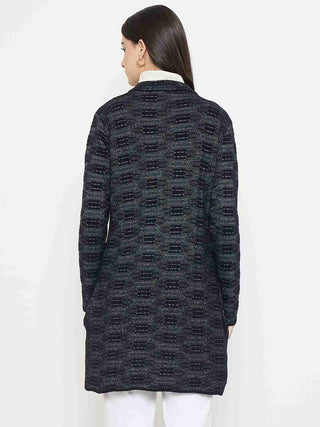 Madame Self Design Black Cardigan