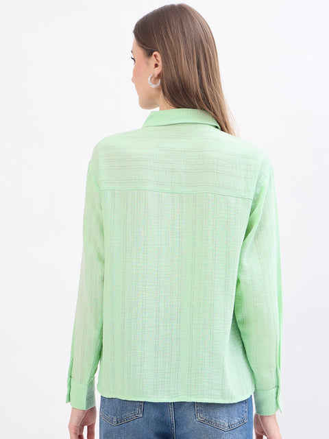 Madame Lace Detail Mint Green Shirt