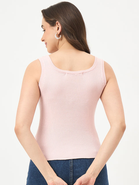 Madame Powder Pink Cotton-Blend Knit Top