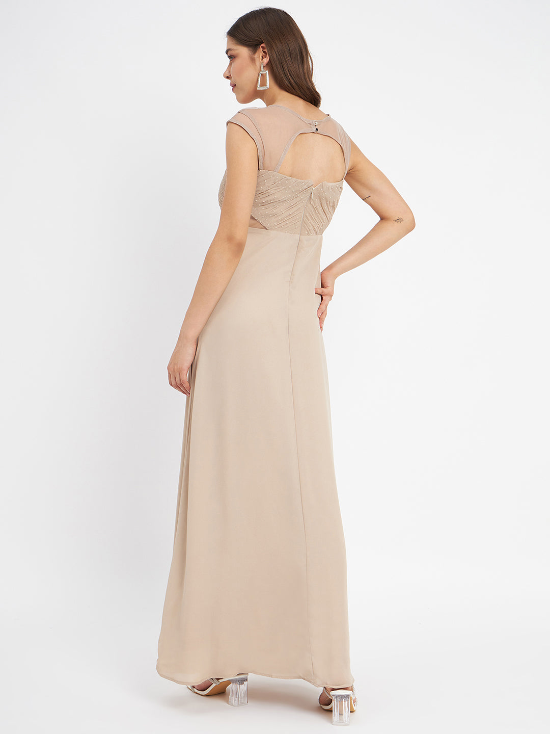 Madame Beige Embellished Fit-Flare Dress Madame Beige Embellished Fit-Flare Dress