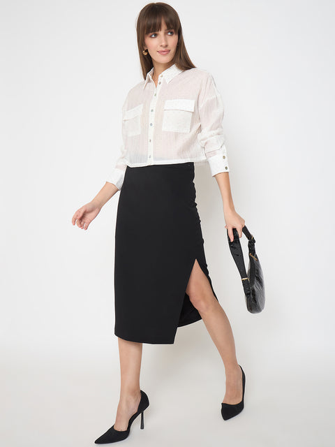 Madame D-Ring Straps Shimmer Detail White Shirt