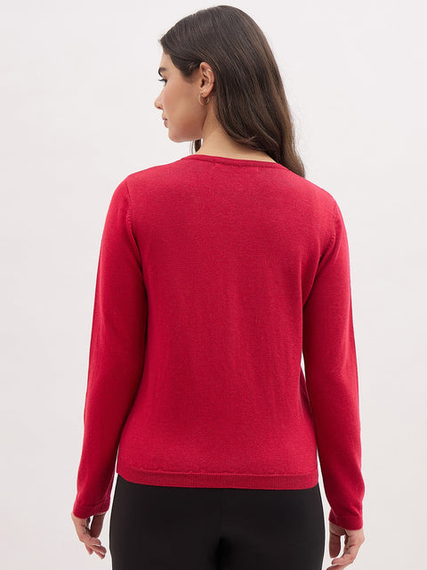 Madame V Neck Red Cardigan