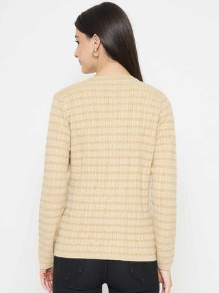 Madame Self Design Beige Cardigan