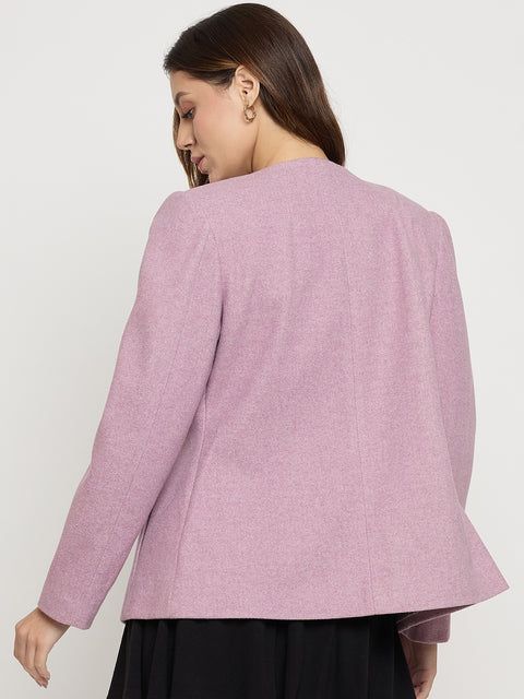 Madame Mauve Round Neck Full Sleeve Short Coat