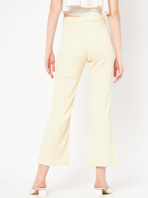 Madame High Rise Off-White Flared Trouser