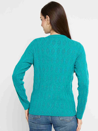 Madame Cable Knit Peacock Blue Cardigan