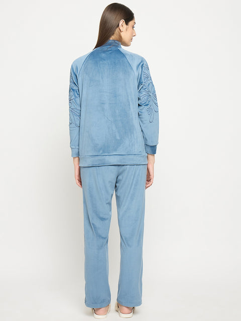 mSECRET Blue Mock Neck Night Suit
