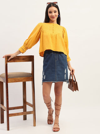 Madame Bishop Sleeve Mustard Yellow Top