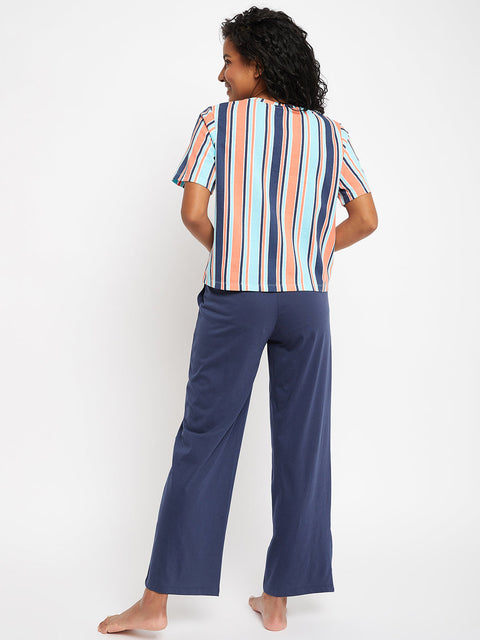 mSECRET Merchant Navy Stripped Full Length Nightsuit