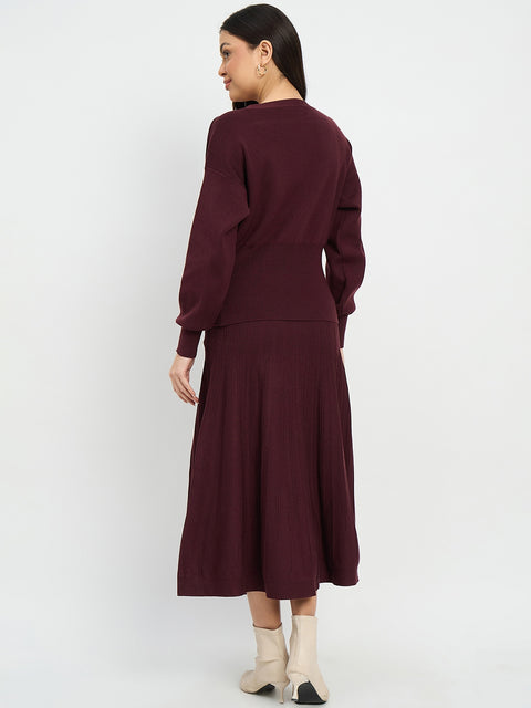 Madame Surplice Neck Top and Flared Skirt Co-ord Set