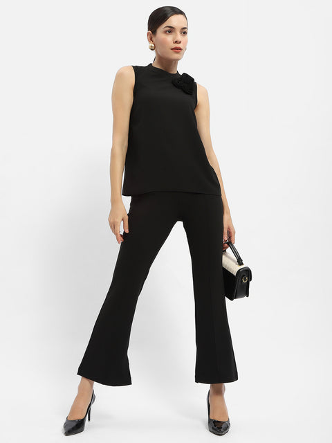 Madame Applique Adorned Black Shimmer Top