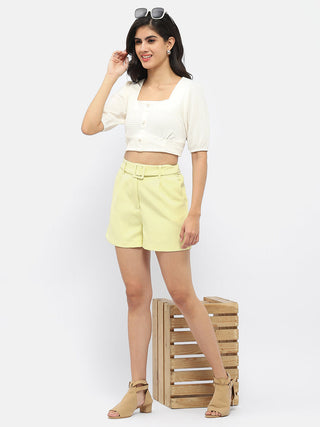 Madame Belted Waist Lime Green Shorts