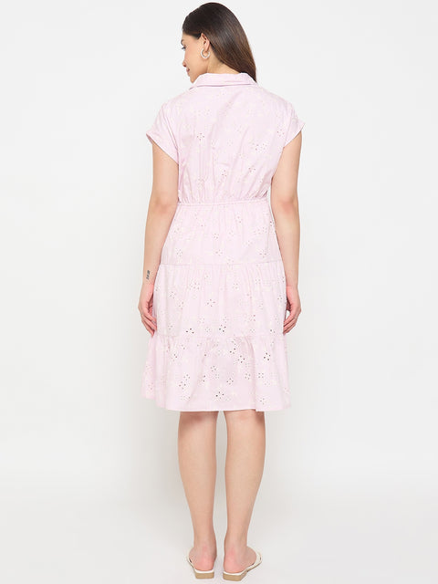 Madame Pink Printed Tiered Dress