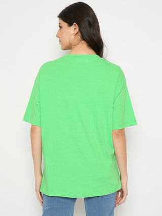 Madame Graphic Print Green Black Cotton T-shirt