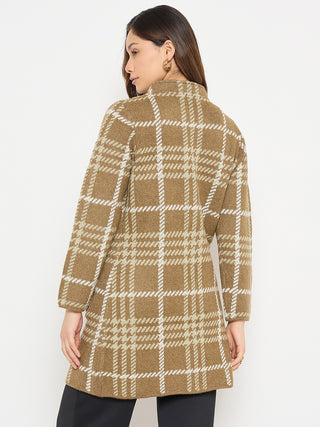 Madame Checkered Long Cardigan with Buttons