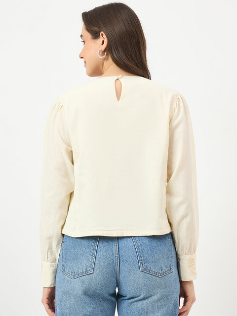Madame Off-White Embroidered Tunic Top