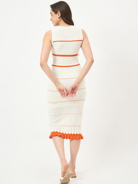 Madame White Viscose-Blend Knit Dress