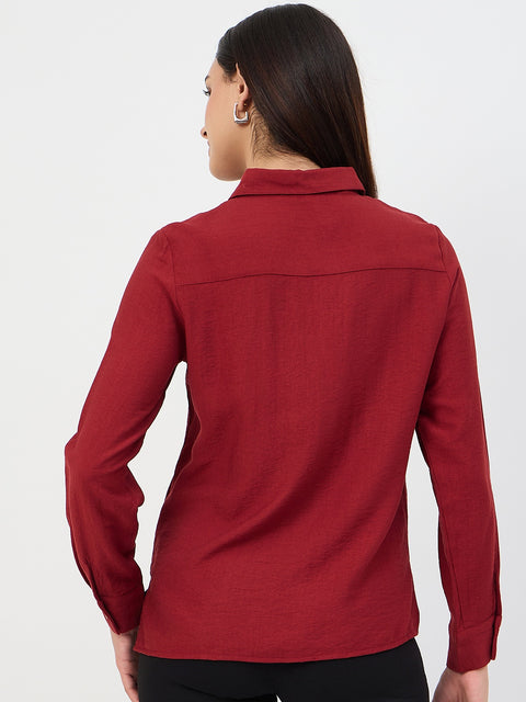 Madame Maroon Rayon-Blend Shirt