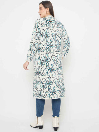 Madame Floral Print Multicolor Open Long Shrug - Main Image