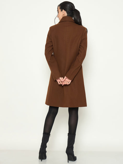 Madame Tan Brown Lapel Collar Long Coat